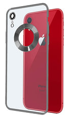 YOFO Electroplated Logo View Back Cover Case for Apple iPhone XR (Transparent|Chrome|TPU+Poly Carbonate)- Silver