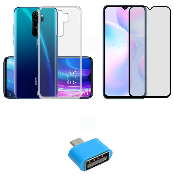 YOFO Combo for Mi Redmi Note 8 Pro Transparent Back Cover + Full Matte Screen Guad with Free OTG Adapter