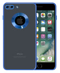 YOFO Electroplated Logo View Back Cover Case for Apple iPhone 7 Plus /  iPhone 8 Plus (Transparent|Chrome|TPU+Poly Carbonate) - BLUE