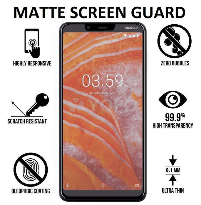 YOFO Combo for Nokia 3.1 Plus Transparent Back Cover + Matte Screen Guad with Free OTG Adapter