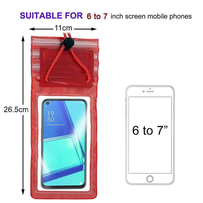 YOFO Waterproof Sealed PVC Transparent Mobile Cover Pouch Protection in Rain & Underwater for up to 7 inch-Pack of 1