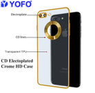 YOFO Electroplated Logo View Back Cover Case for Apple iPhone 7 Plus / iPhone 8 Plus (Transparent|Chrome|TPU+Poly Carbonate) - Gold