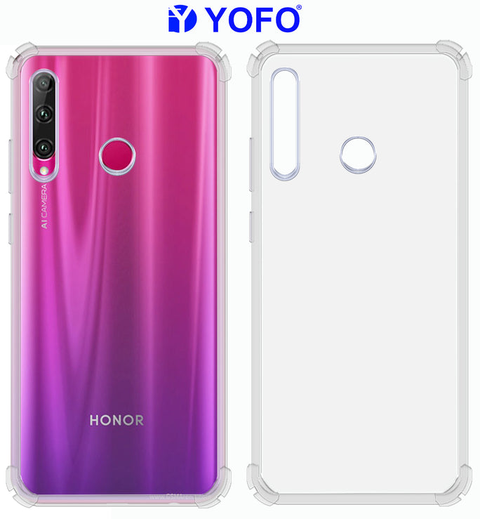 YOFO Rubber Back Cover Case for Honor 20i (Transparent) with Bumper Corner