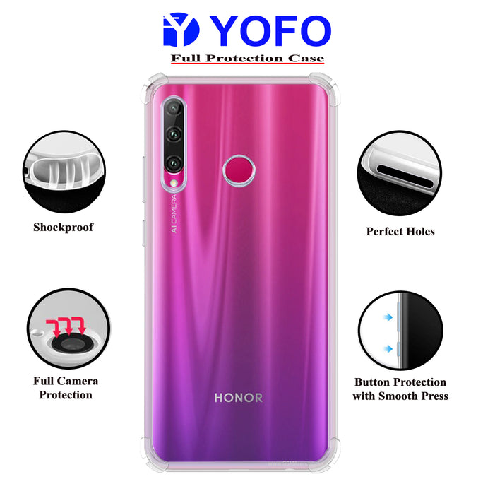 YOFO Rubber Back Cover Case for Honor 20i (Transparent) with Bumper Corner