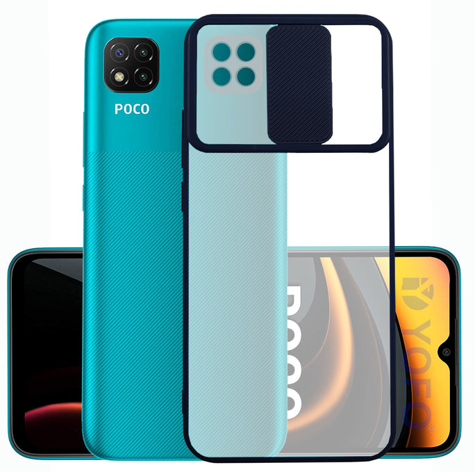 YOFO Camera Shutter Back Cover For Poco C3 With Free OTG Adapter (NEVYBLUE)