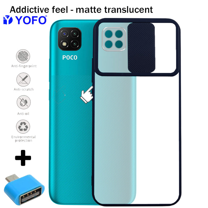 YOFO Camera Shutter Back Cover For Poco C3 With Free OTG Adapter (NEVYBLUE)