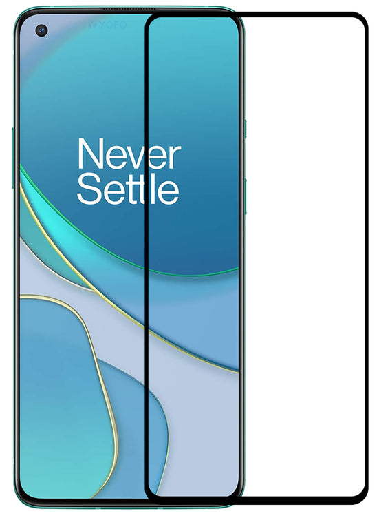 YOFO HD D+ Edge to Edge Full Screen Coverage Tempered Glass for Oneplus 8T- Full Glue Gorilla Glass (Black)