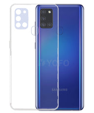YOFO Back Cover for Samsung A21s (Transparent) with Dust Plug & Camera Protection