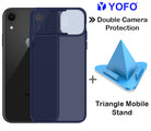 Prime Metal Shutter, Slim Protective Back Cover With Camera Slide Protector For iPhone XR With Free Triangle Mobile Stand