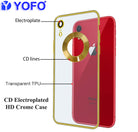 YOFO Electroplated Logo View Back Cover Case for Apple iPhone XR (Transparent|Chrome|TPU+Poly Carbonate)- GOLD