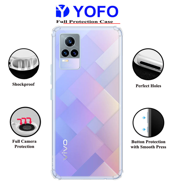 YOFO Back Cover for Vivo Y73 (2021) (Flexible|Silicone|Transparent|Shockproof|Camera Protection)