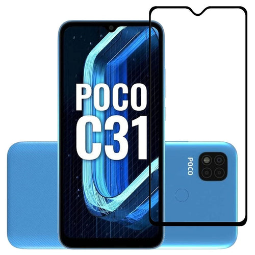 Edge to Edge Tempered Glass for Poco C31, Redmi 10A, Redmi 9A, 9i, 9, 9c