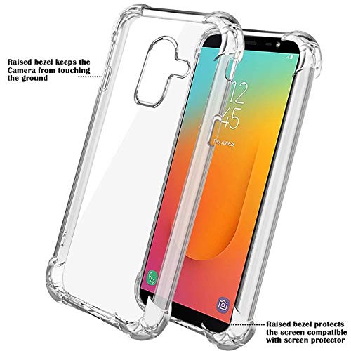 YOFO Silicone Transparent Shockproof Soft Back Cover for Samsung A6+ (Plus / J8- Transparent)