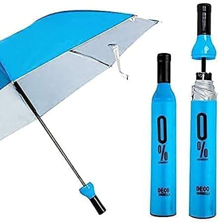 DECO UMBRELLA Folding Portable Umbrella with Bottle Cover for UV Protection & Rain Umbrella Mini Travel Pack Of 1