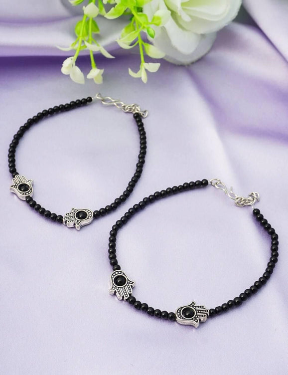 PD Enterprise Bead Alloy Anklet Black