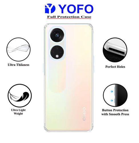 YOFO Back Cover for Oppo Reno 8T (5G) (Silicone|Transparent|Camera Protection)