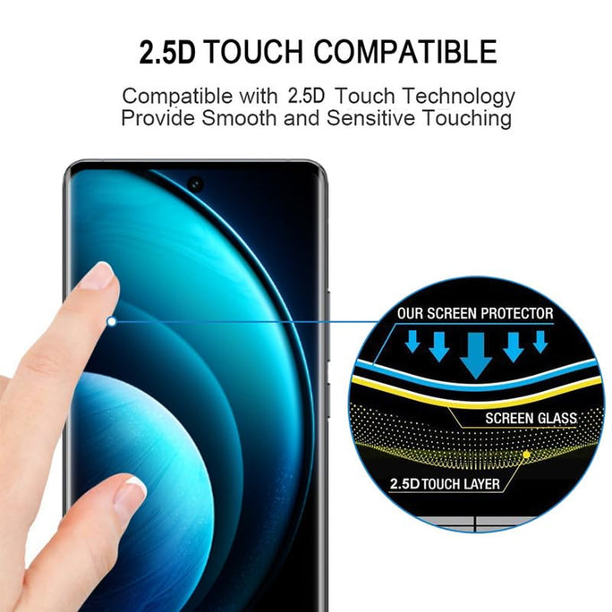 YOFO Curve Edge to Edge Full Screen Coverage Tempered Glass for " VIVO X100 / X100 PRO "- Full Glue Gorilla Glass (Black)