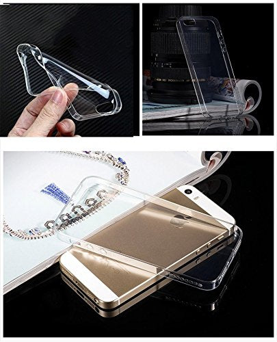 YOFO Defender Ultra Thin 0.3mm Clear Transparent Flexible Soft TPU Slim Back Case Cover for Apple iPhone 5 / 5s (Transparent)
