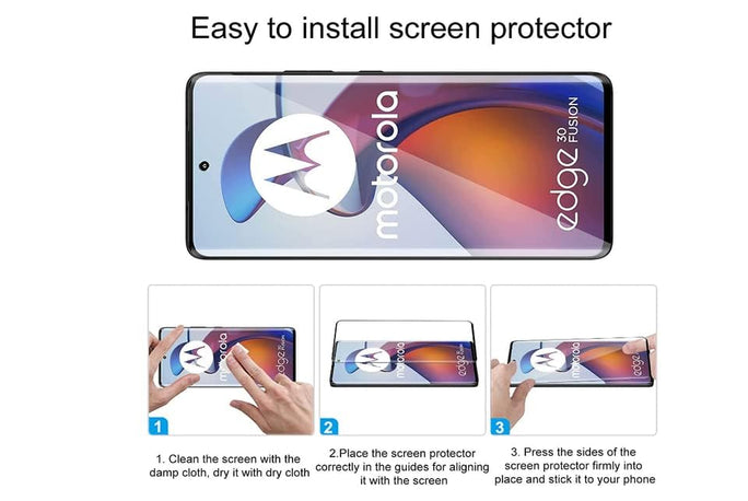 YOFO Curve Edge to Edge Full Screen Coverage Tempered Glass for " MOTOROLA EDGE 30 FUSION "- Full Glue Gorilla Glass (Black)