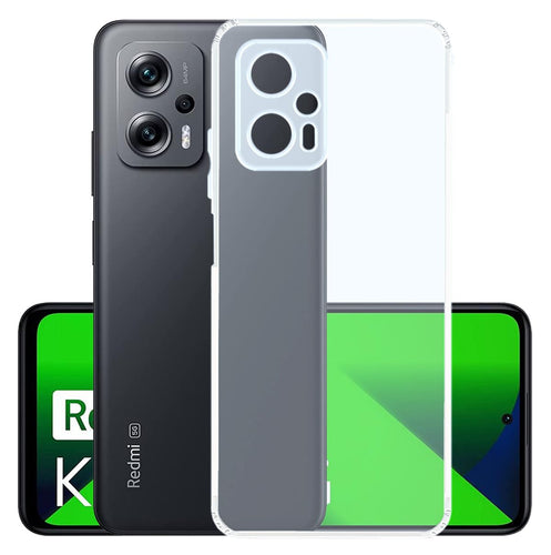 YOFO Back Cover for Redmi K50i (Flexible|Silicone|Transparent|Full Camera Protection|Anti Dust Plug)