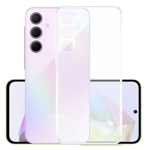 YOFO Back Cover for Samsung A35 (5G) (Flexible|Silicone|Transparent|Anti Dust Plug|Camera Protection)