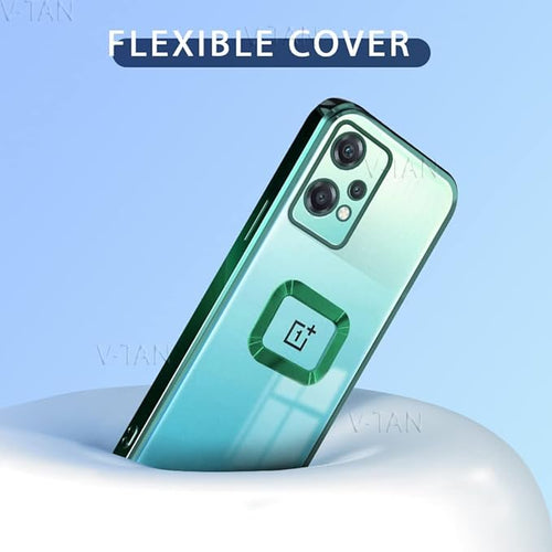 YOFO Electroplated Logo View Back Cover Case for OnePlus Nord CE-2 Lite (Transparent|Chrome|TPU+Poly Carbonate)- GREEN