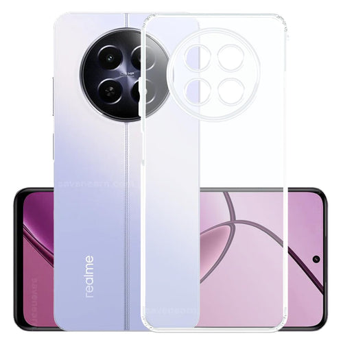 YOFO Back Cover for Realme 12 (5G) (Flexible|Silicone|Transparent|Full Camera Protection|Anti Dust Plug)
