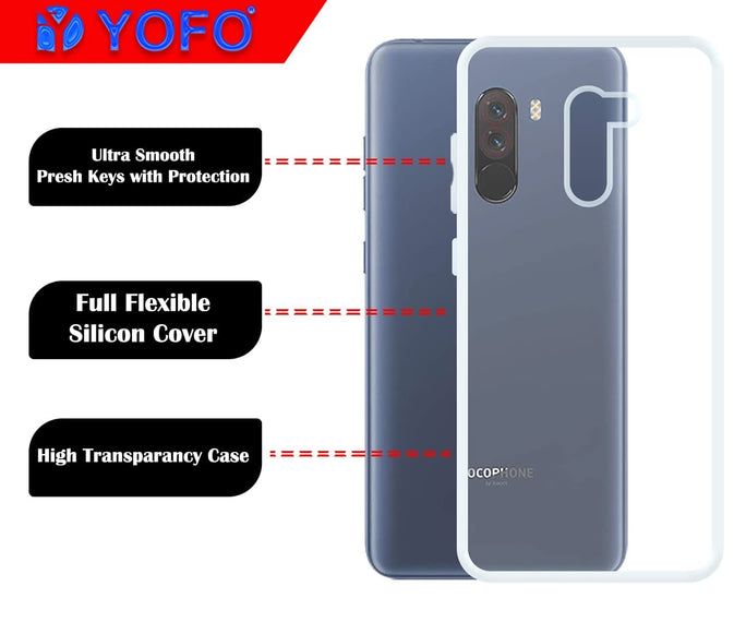 Yofo Back Cover Case for MI Poco F1 Flexible Shockproof TPU Cushioned Edges (Transparent)