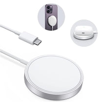 15W/1m Fast Charging USB Type C Apple Mag-Safe CABLE Compatible with All Types of Wireless Charging Phone & Airpods Supported Device, White