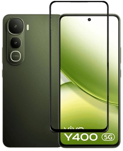YOFO Premium HD+ Full Glue Tempered Glass For Vivo Y400 Pro Full Glue Curved Glass 100% Fingerprint Working with self installation kit (NON UV GLASS)