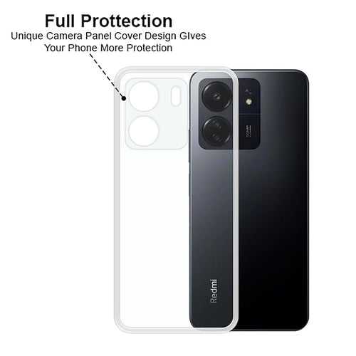 YOFO Back Cover for Mi Redmi 13C (4G) / Poco C65 (Flexible|Silicone|Transparent|Full Camera Protection|Dust Plug)