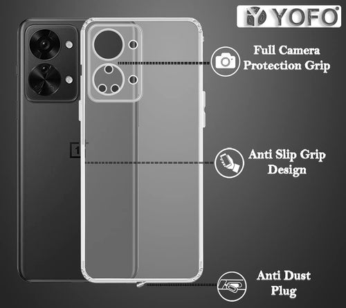 YOFO Back Cover for OnePlus Nord 2T (5G) (Flexible|Silicone|Transparent|Anti Dust Plug|Camera Protection)