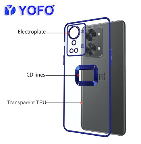 YOFO Electroplated Logo View Back Cover for OnePlus Nord 2T (Transparent|Chrome|TPU+Polycarbonate)