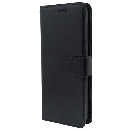 YOFO Redmi 9A / 9i / 9A Sport Flip Cover Leather Finish | Inside TPU with Card Pockets | Wallet Stand and Shock Proof | Complete Protection Flip Case (BLACK)