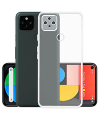 YOFO Back Cover for Google Pixel 4A (5G) (Flexible|Silicone|Transparent|Full Camera Protection|Dust Plug)