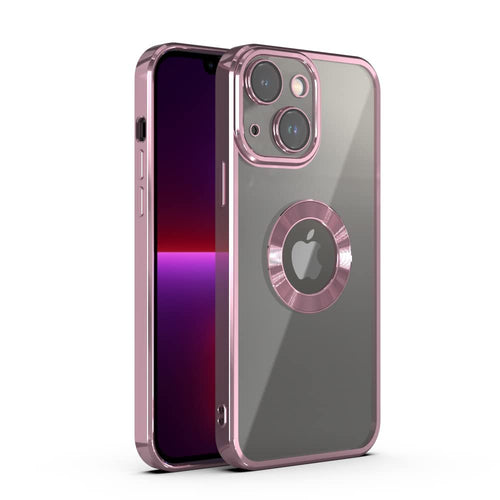 YOFO Electroplated Logo View Back Cover Case for Apple iPhone 13 [6.1] (Transparent|Chrome|TPU+Poly Carbonate)- BLACK