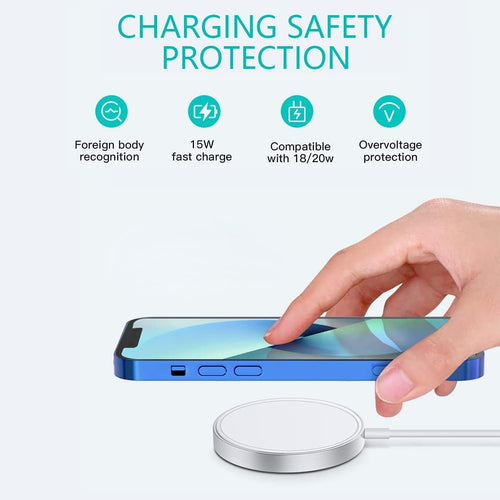 15W/1m Fast Charging USB Type C Apple Mag-Safe CABLE Compatible with All Types of Wireless Charging Phone & Airpods Supported Device, White