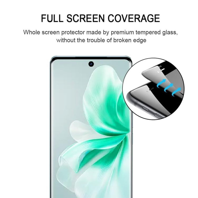 YOFO Curve Edge to Edge Full Screen Coverage Tempered Glass for " VIVO V30 / V30 PRO  "- Full Glue Gorilla Glass (Black)