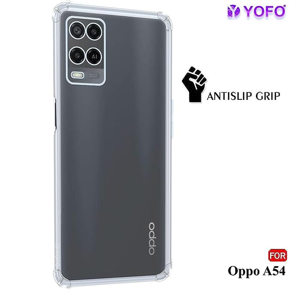 YOFO Back Cover for Oppo A54 (Flexible|Shockproof|Silicone|Transparent|Camera Protection)