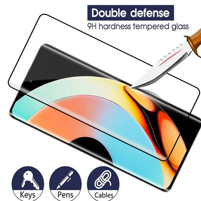 YOFO Curve Edge to Edge Full Screen Coverage Tempered Glass for " REALME 10 PRO PLUS "- Full Glue Gorilla Glass (Black)