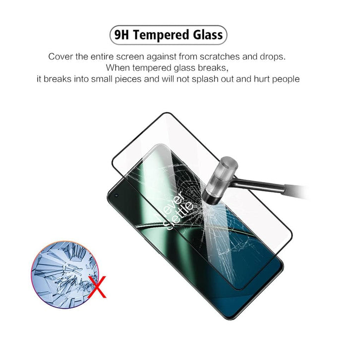 YOFO Curve Edge to Edge Full Screen Coverage Tempered Glass for " ONE + 11R "- Full Glue Gorilla Glass (Black)