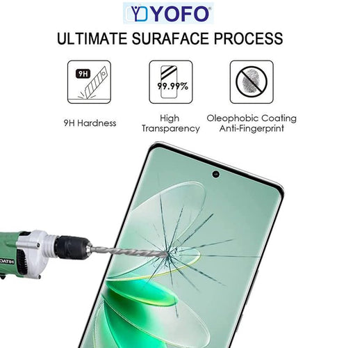 YOFO Premium HD+ Full Glue Tempered Glass For Vivo V40 / V40 Pro Full Glue Curved Glass 100% Fingerprint Working with self installation kit (NON UV GLASS)