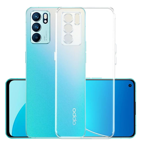 YOFO Back Cover for Oppo Reno 6 (5G) (Flexible|Silicone|Transparent|Dust Plug|Camera Protection)