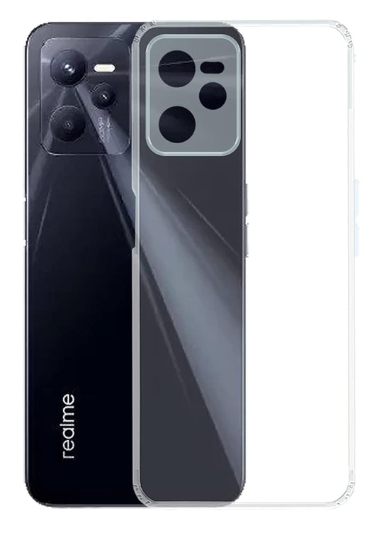 YOFO Back Cover for Realme C35 (Flexible|Silicone|Transparent|Dust Plug|Camera Protection)