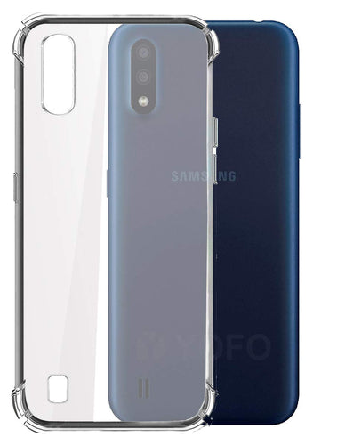 YOFO Rubber Back Cover Case for Samsung M01 (Transparent) with Bumper Corner