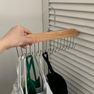 Multifunctional Wooden Hanger with Metal Hooks (Pack of 1)