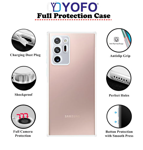 YOFO Back Cover for Samsung Galaxy S20 Ultra, S20 Plus (Flexible|Silicone|Transparent|Full Camera Protection|Anti Dust Plug)