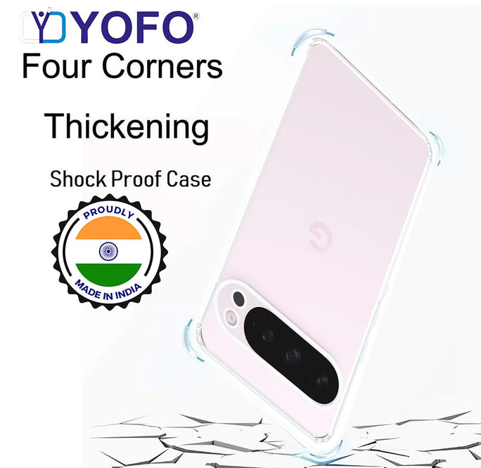 YOFO Back Cover for Google Pixel 9 Pro XL (5G) (Flexible|Silicone|Transparent|Full Camera Protection|Dust Plug)