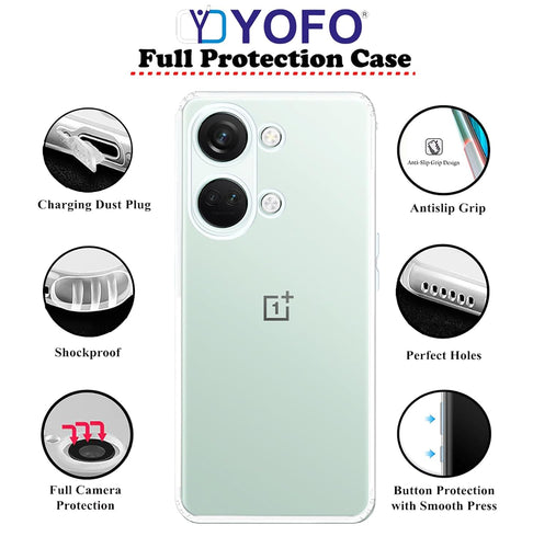 YOFO Back Cover for OnePlus Nord 3(5G)(SlimFlexible|Silicone|Transparent|Camera Protection|DustPlug)