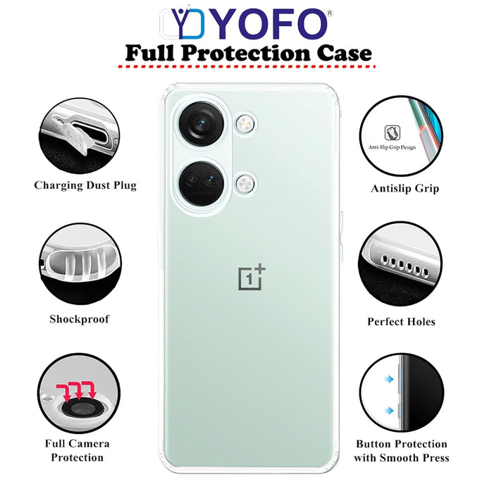 YOFO Back Cover for OnePlus Nord 3(5G)(SlimFlexible|Silicone|Transparent|Camera Protection|DustPlug)